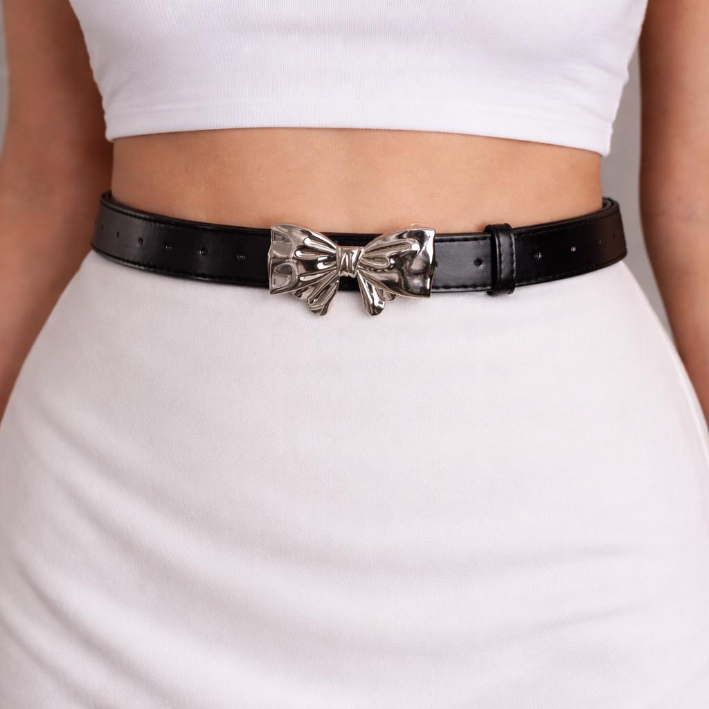 Black Bow Leather Belt