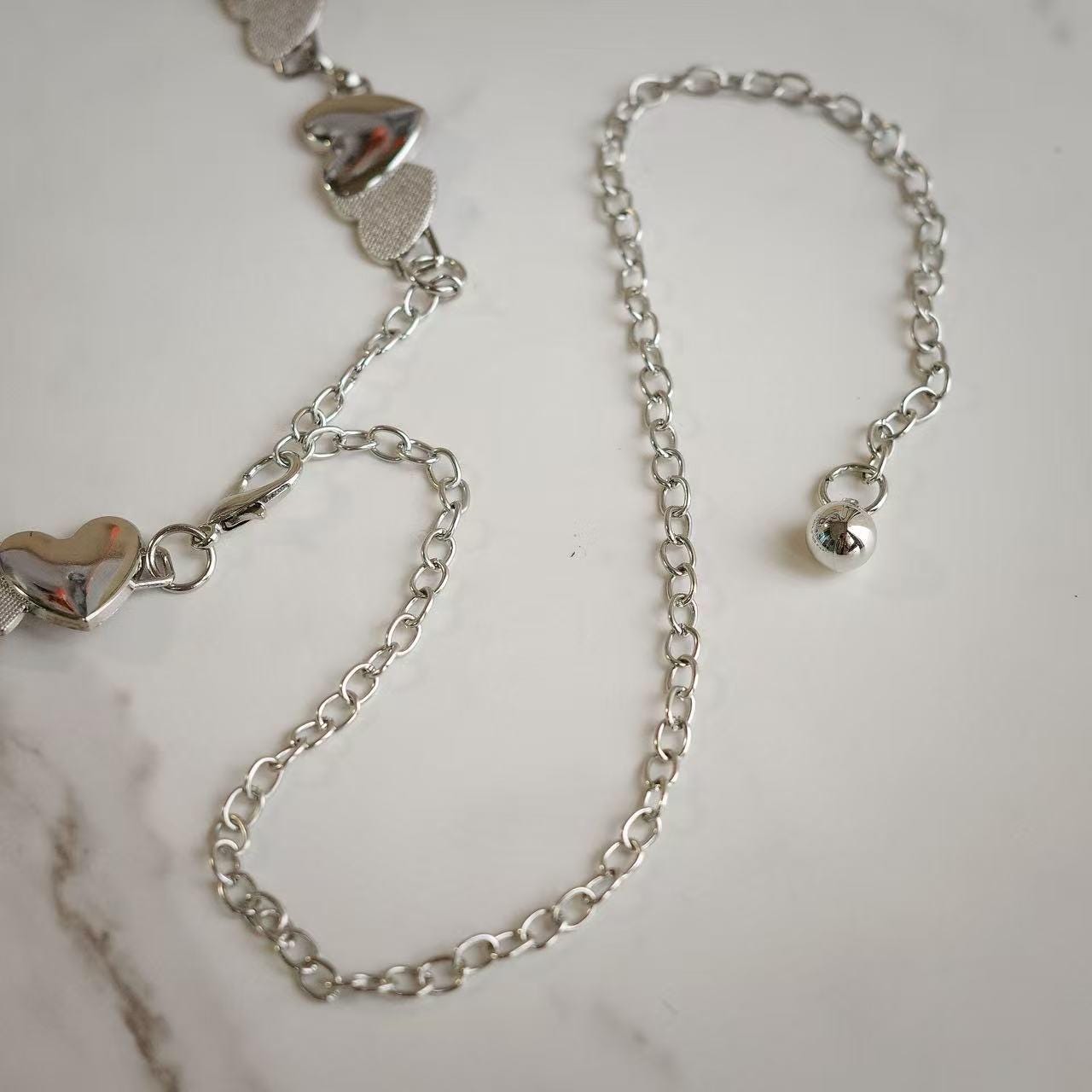 Silver Heart Link Waist Chain