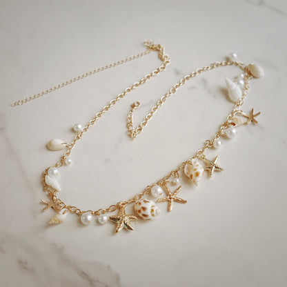 Gold Seashell Pearl Waist Chain