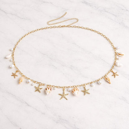 Gold Seashell Pearl Waist Chain