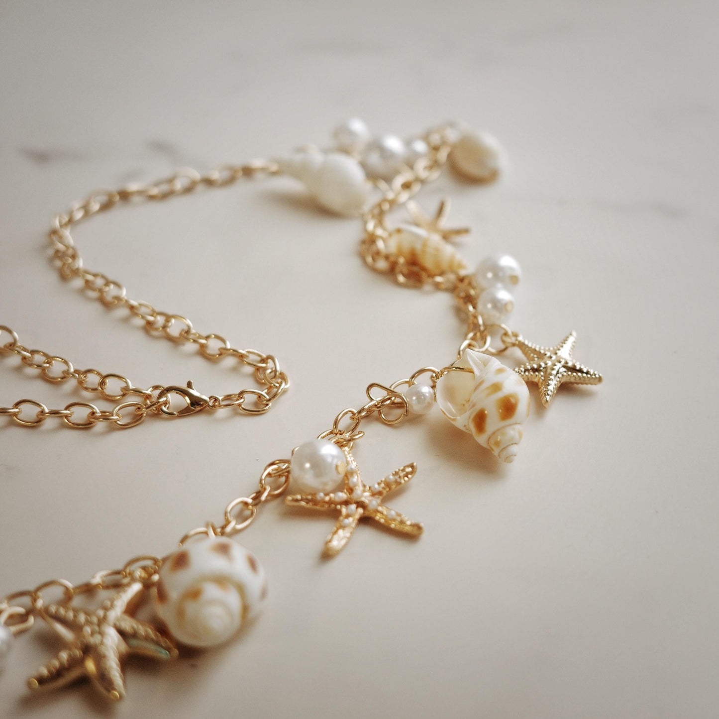 Gold Seashell Pearl Waist Chain