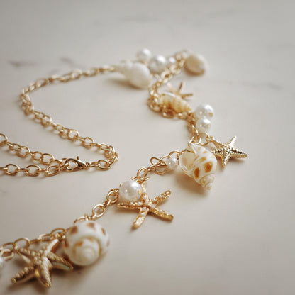 Gold Seashell Pearl Waist Chain