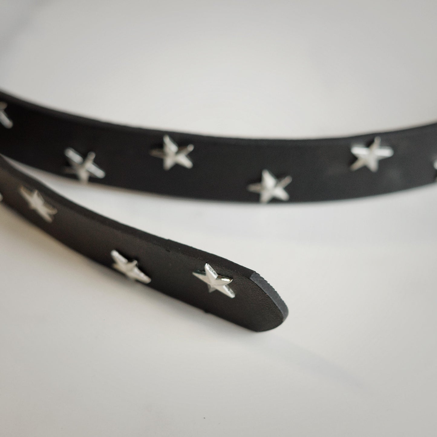Y2K Star Studded Black Leather Belt