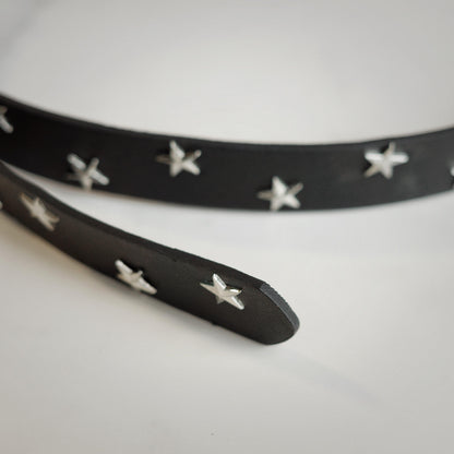 Y2K Star Studded Black Leather Belt