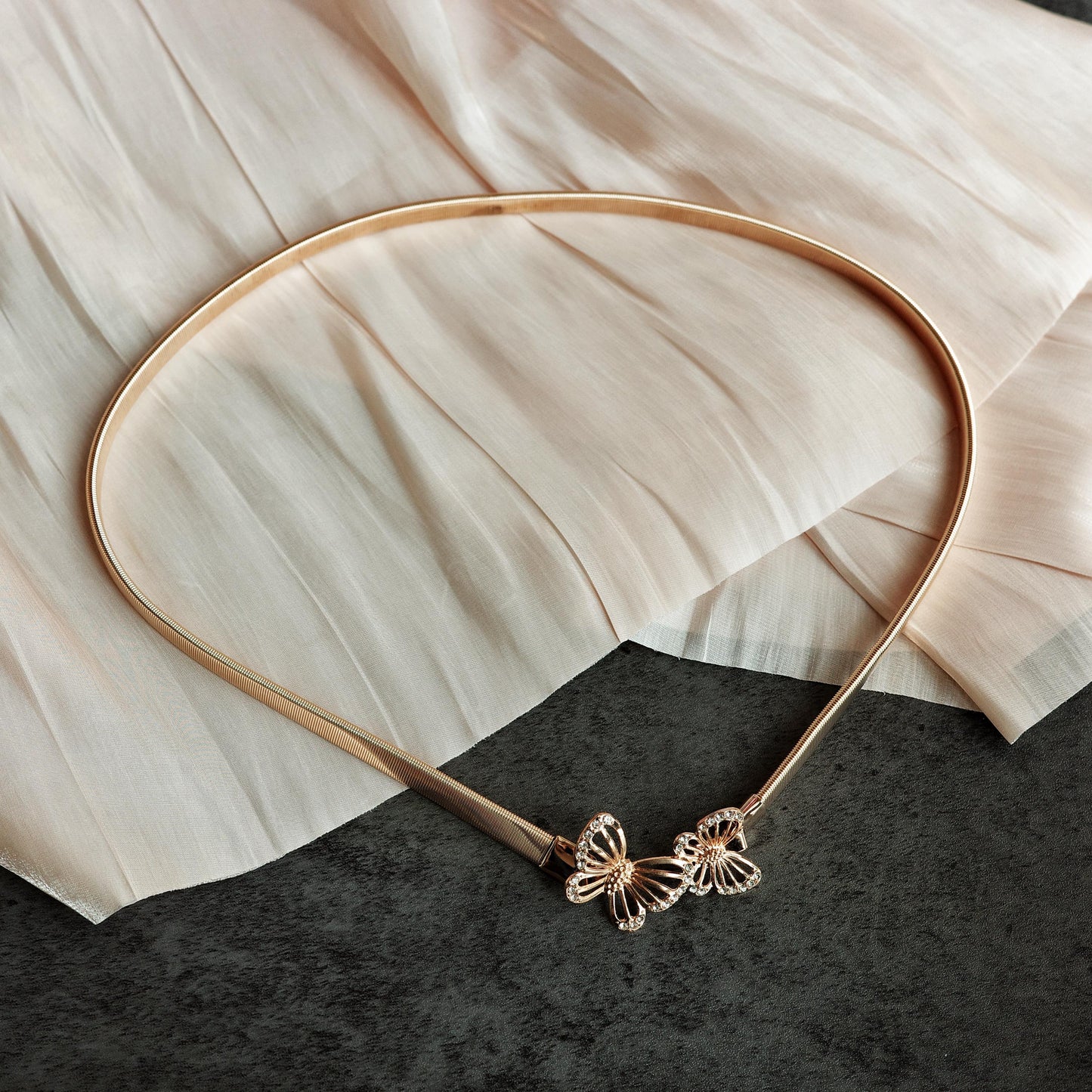 Gold Butterfly Rhinestone Waist Chain