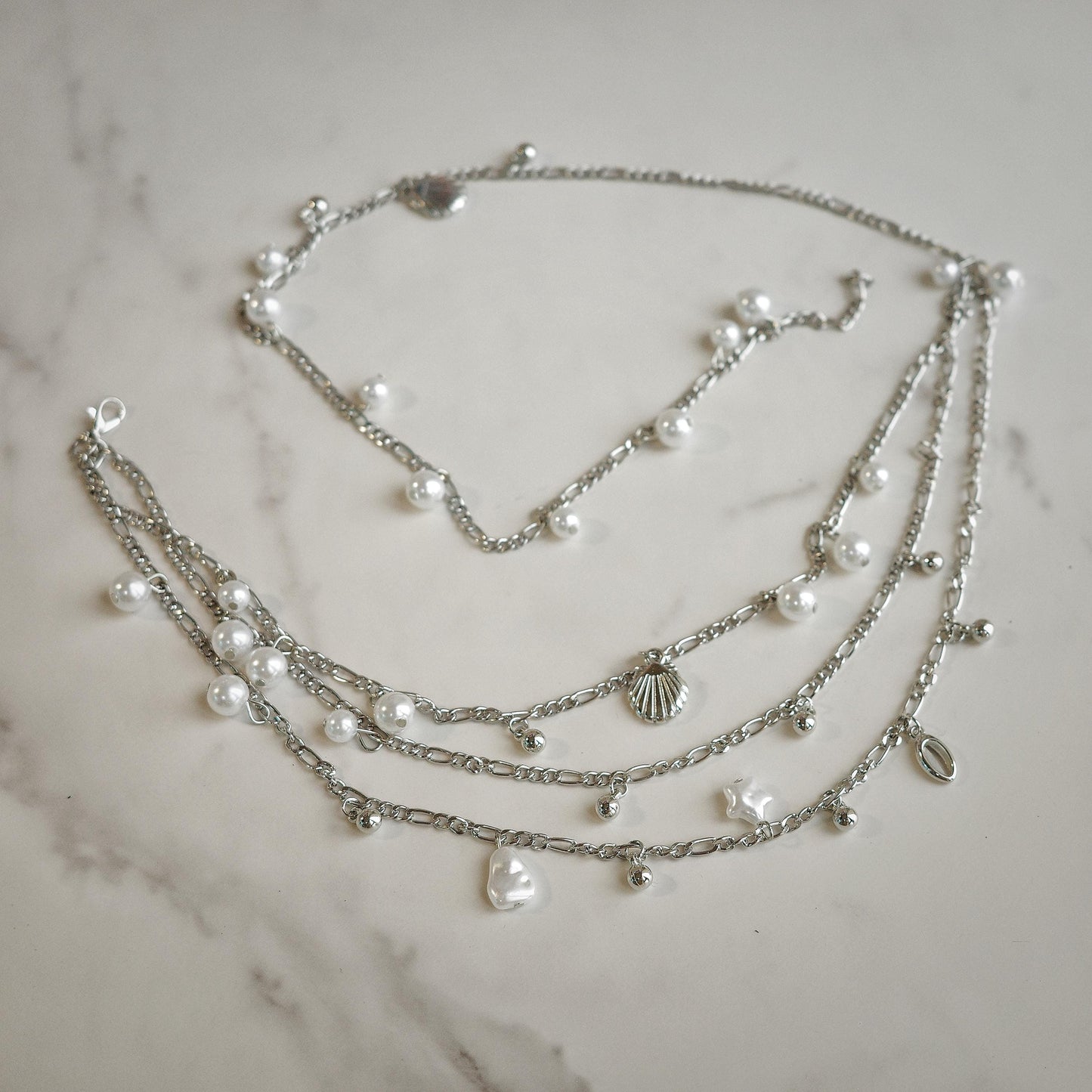Silver Pearl Seashell Waist Chain
