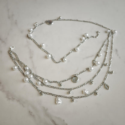 Silver Pearl Seashell Waist Chain