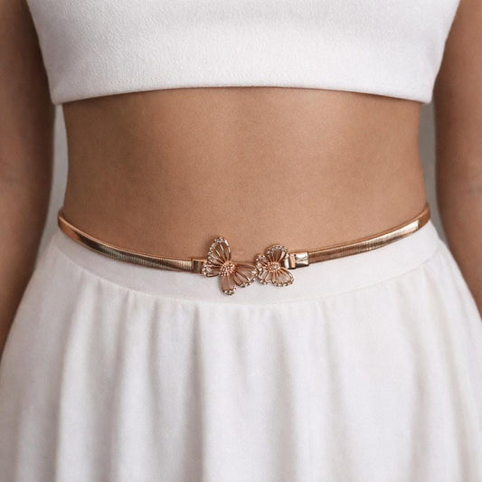 Gold Butterfly Rhinestone Waist Chain