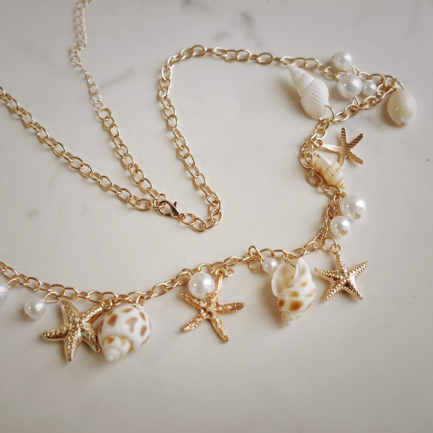Gold Seashell Pearl Waist Chain