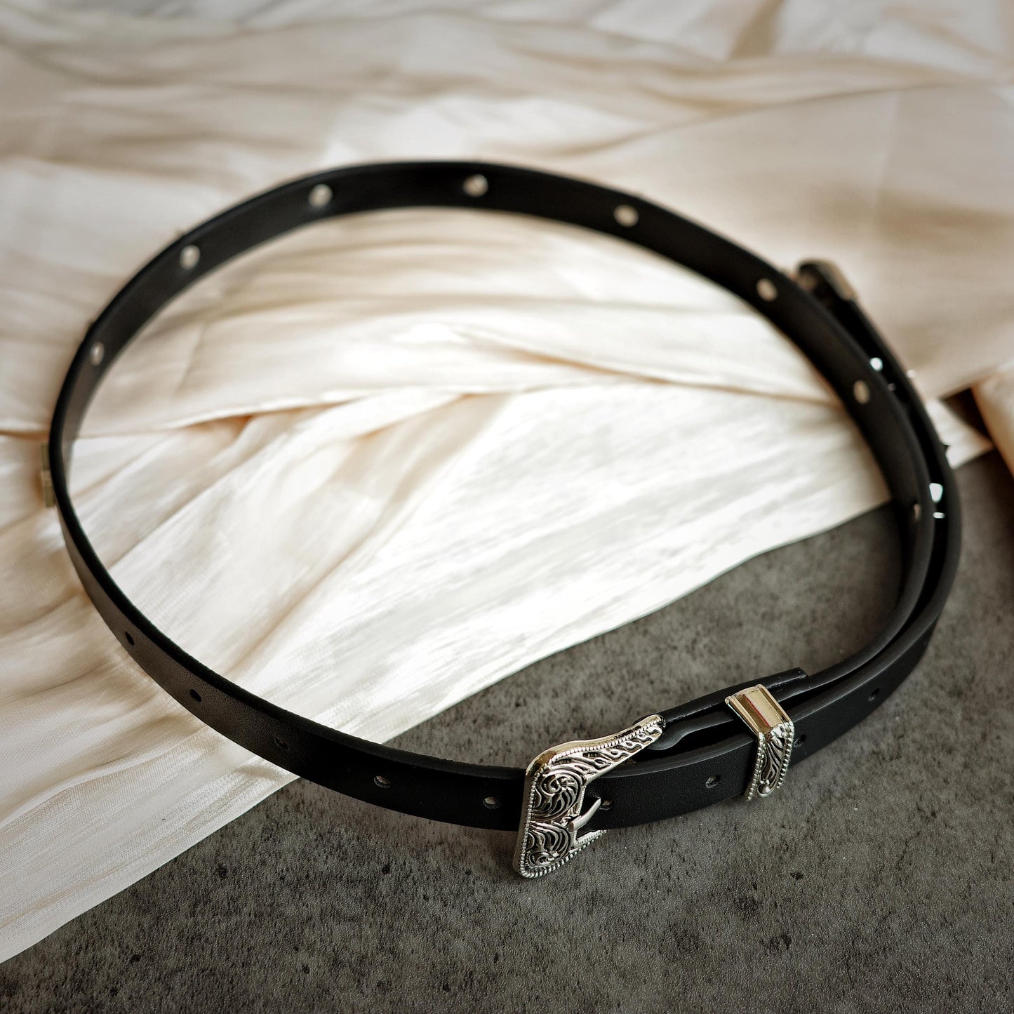 Western Star Studded Black Leather Belt