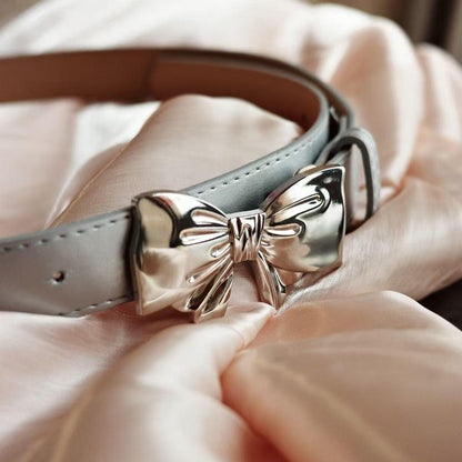 Silver Bow Leather Belt