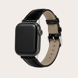 Black Crocodile Leather Apple Watch Band