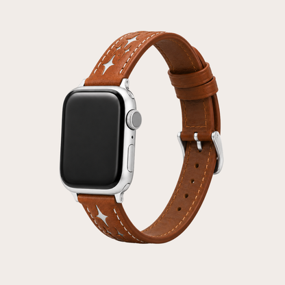 Brown Star Stitch Leather Apple Watch Band