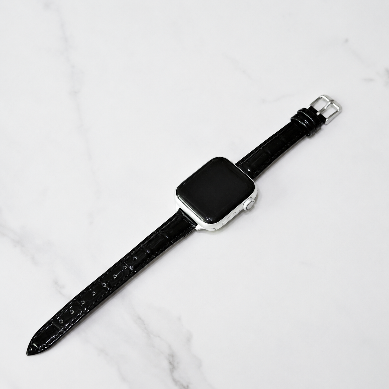 Black Crocodile Leather Apple Watch Band
