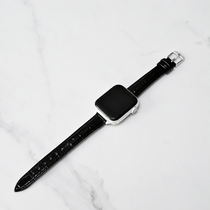 Black Crocodile Leather Apple Watch Band