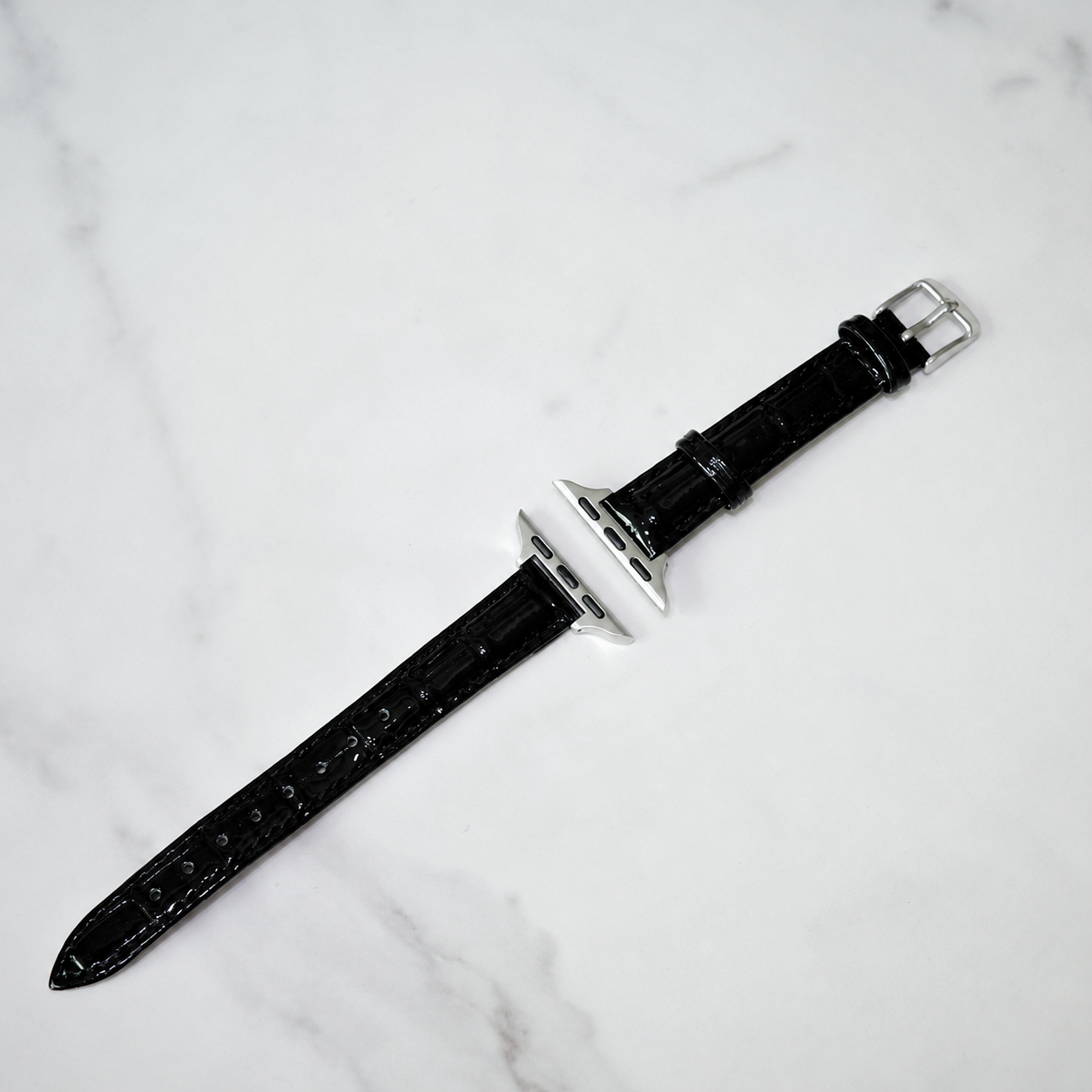 Black Crocodile Leather Apple Watch Band