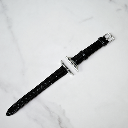 Black Crocodile Leather Apple Watch Band