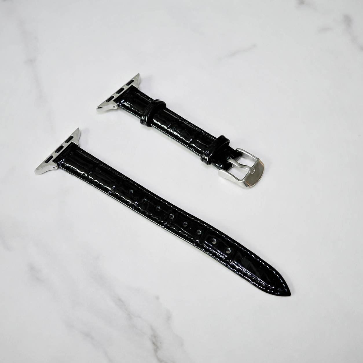 Black Crocodile Leather Apple Watch Band