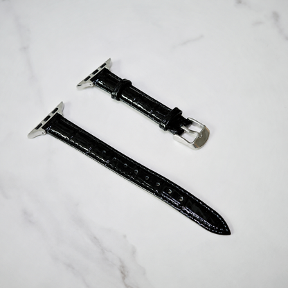 Black Crocodile Leather Apple Watch Band