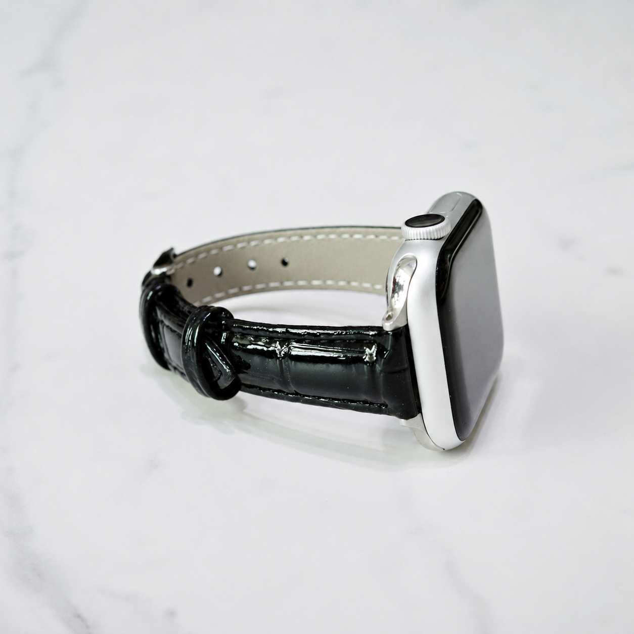 Black Crocodile Leather Apple Watch Band