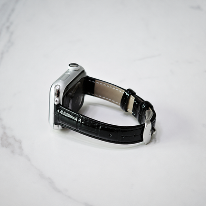 Black Crocodile Leather Apple Watch Band