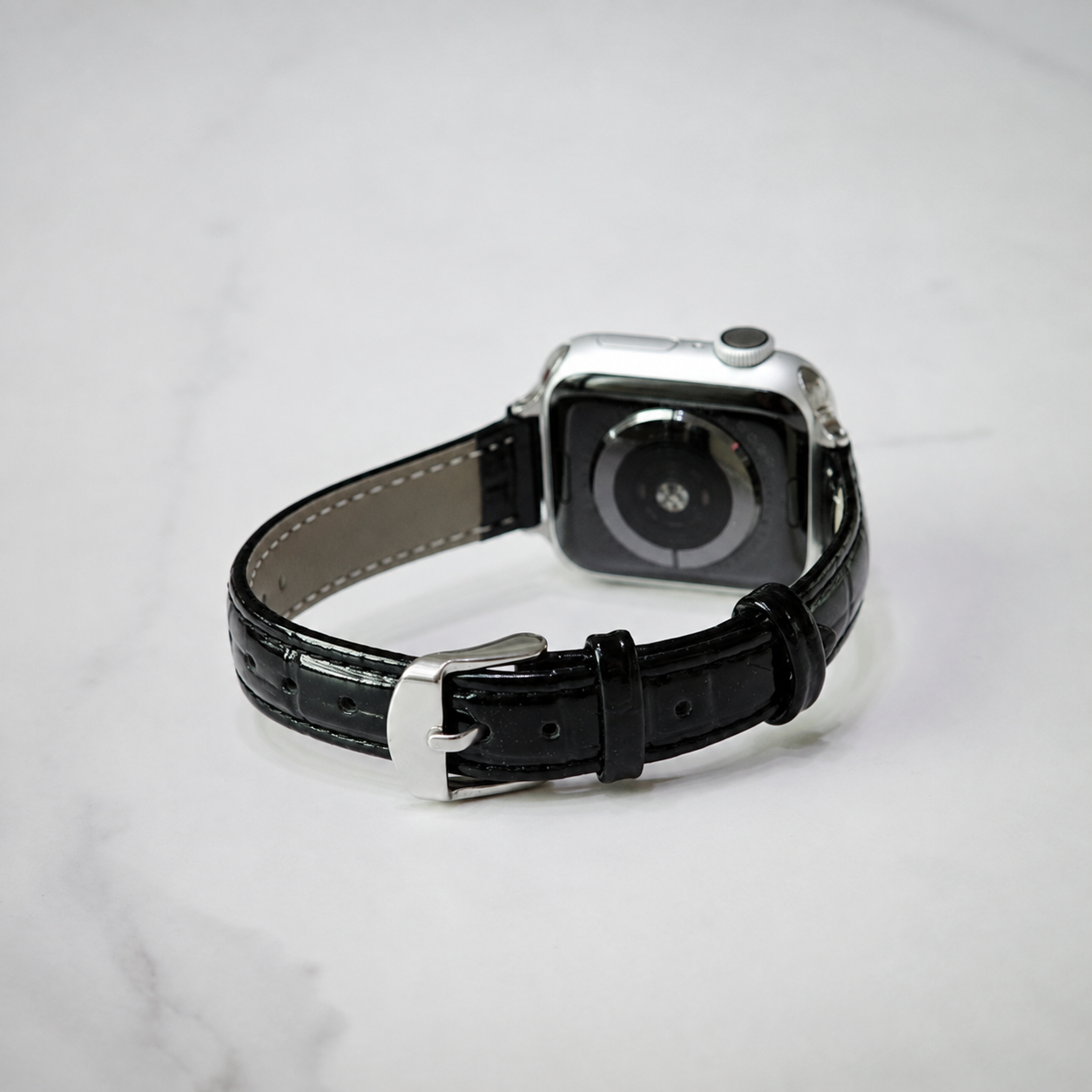 Black Crocodile Leather Apple Watch Band