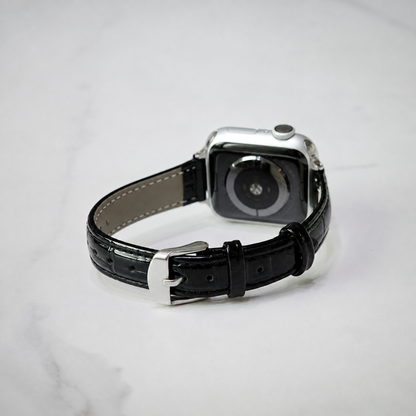 Black Crocodile Leather Apple Watch Band