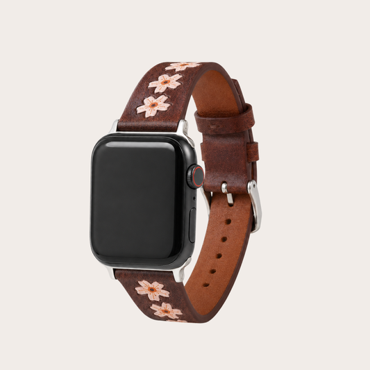 Cherry Blossom Leather Apple Watch Band