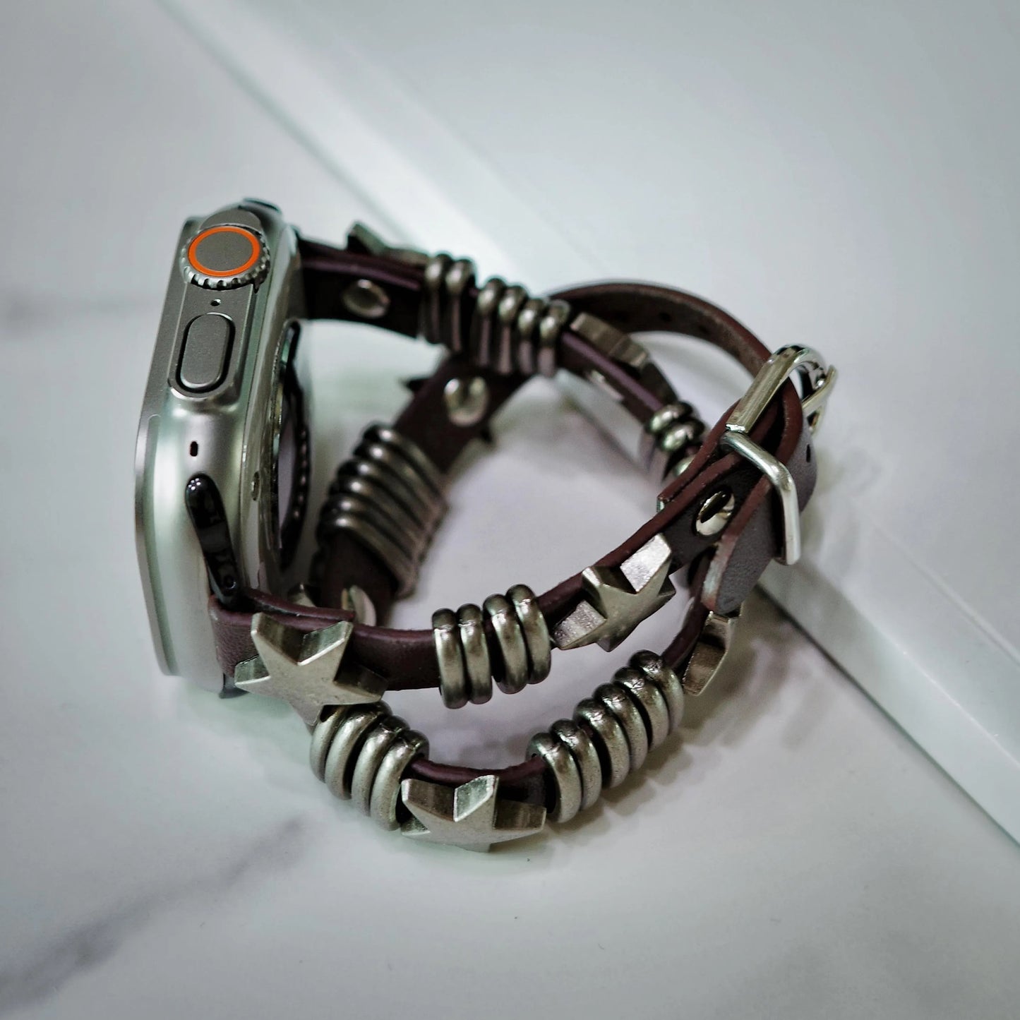 Double Loop Punk Leather Apple Watch Band