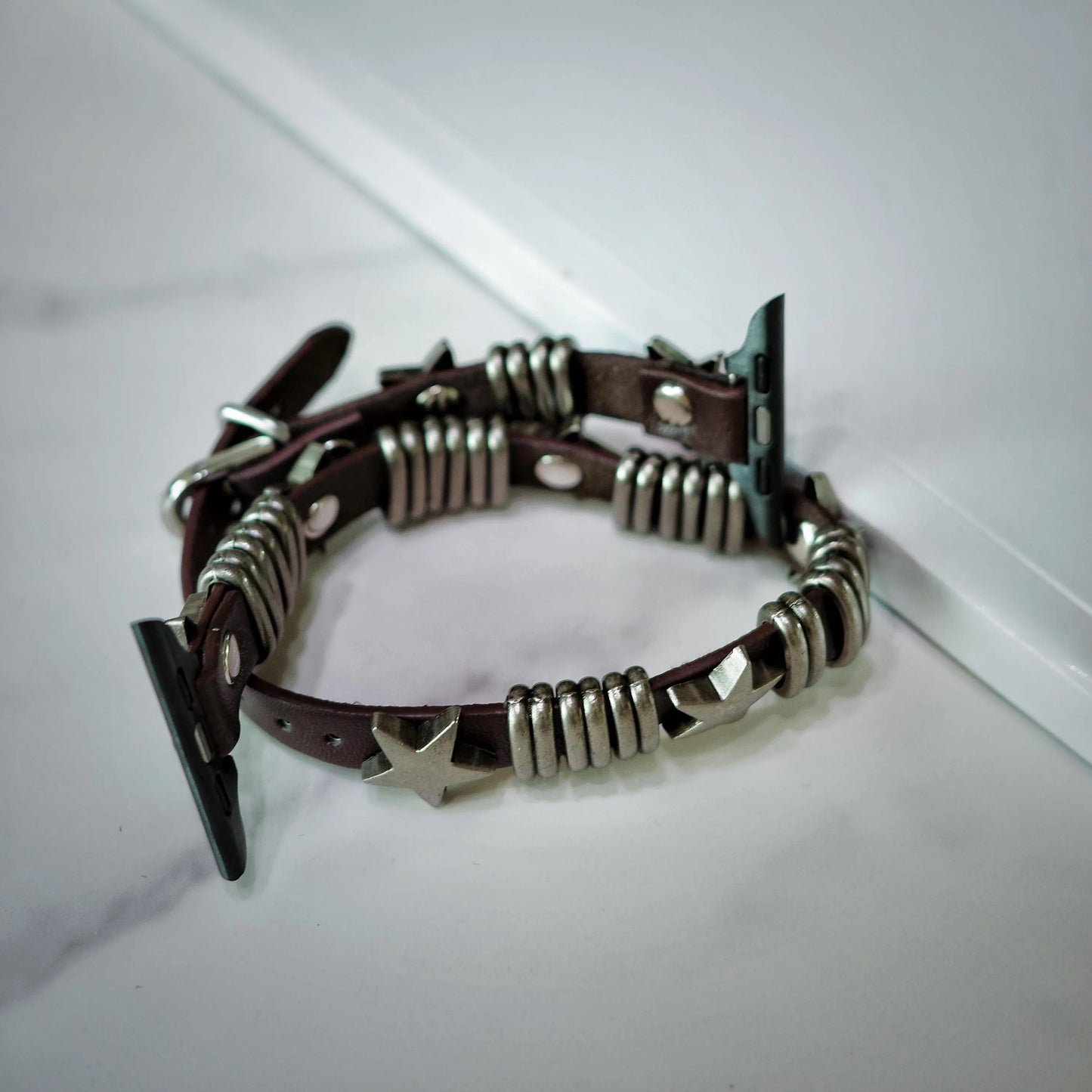 Double Loop Punk Leather Apple Watch Band
