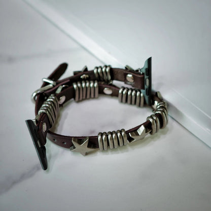 Double Loop Punk Leather Apple Watch Band