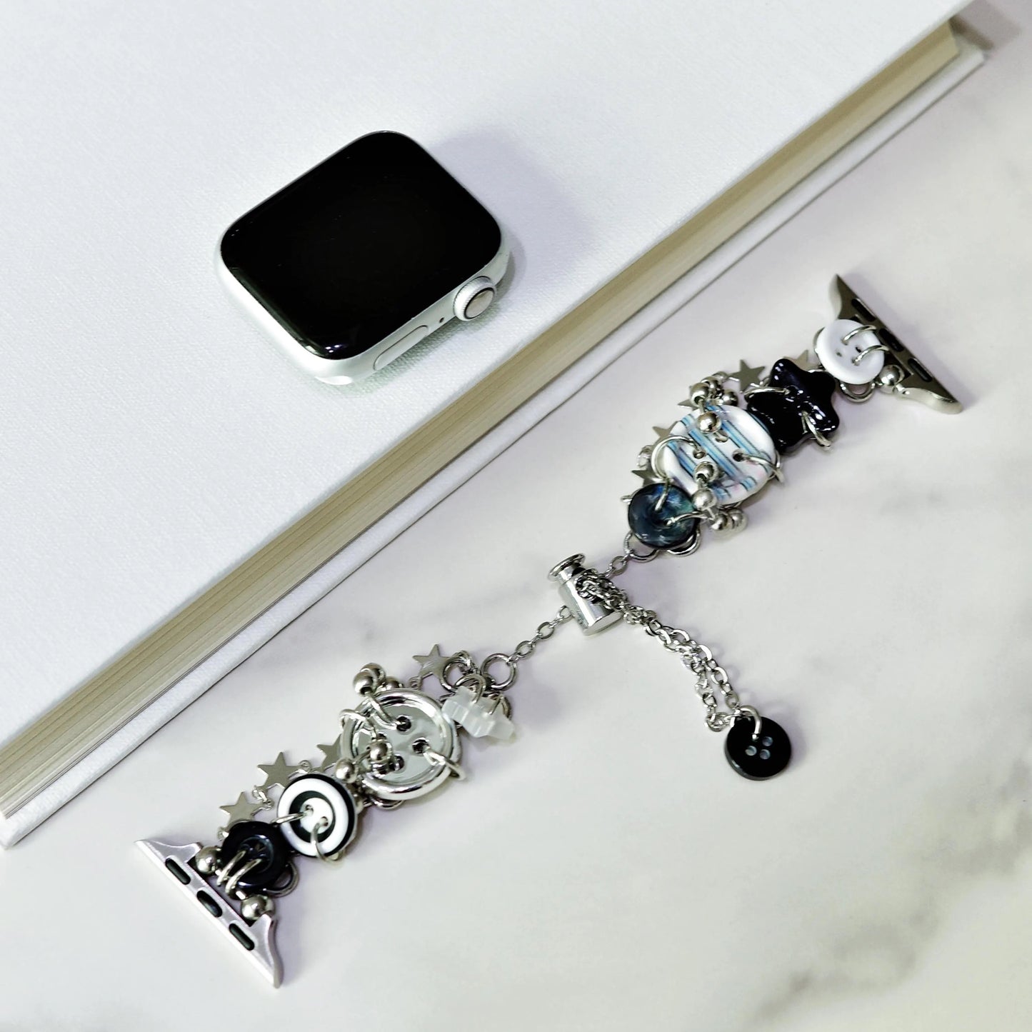 Y2K Monochrome Button Charm Apple Watch Band