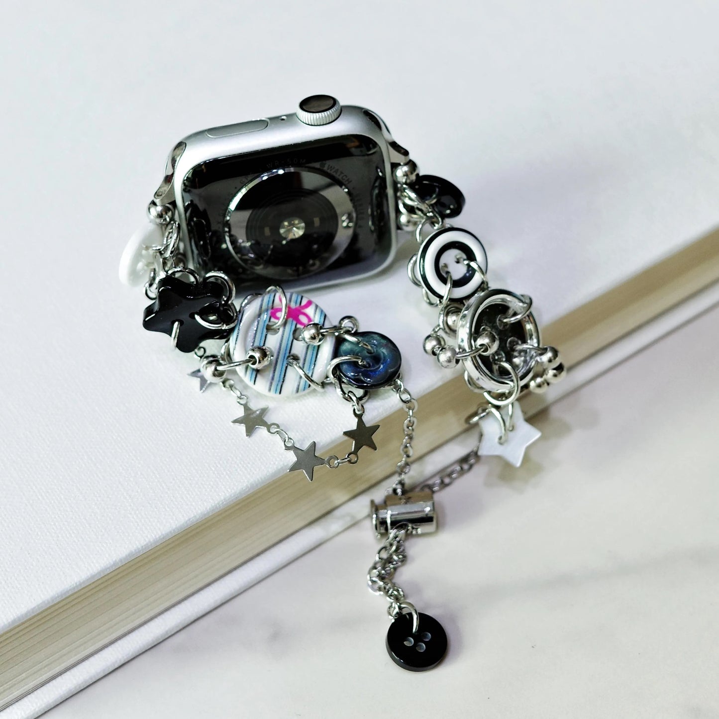 Y2K Monochrome Button Charm Apple Watch Band