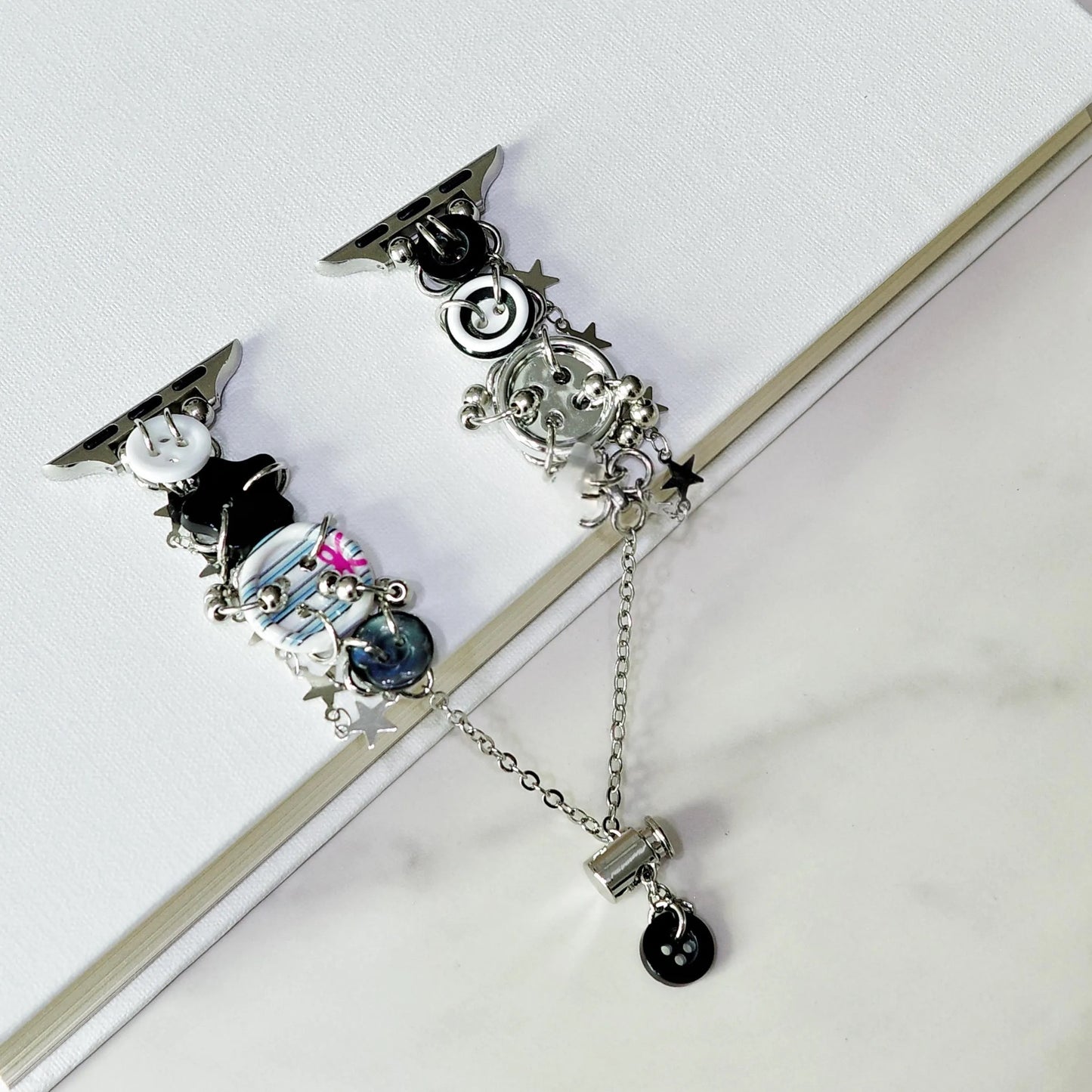 Y2K Monochrome Button Charm Apple Watch Band