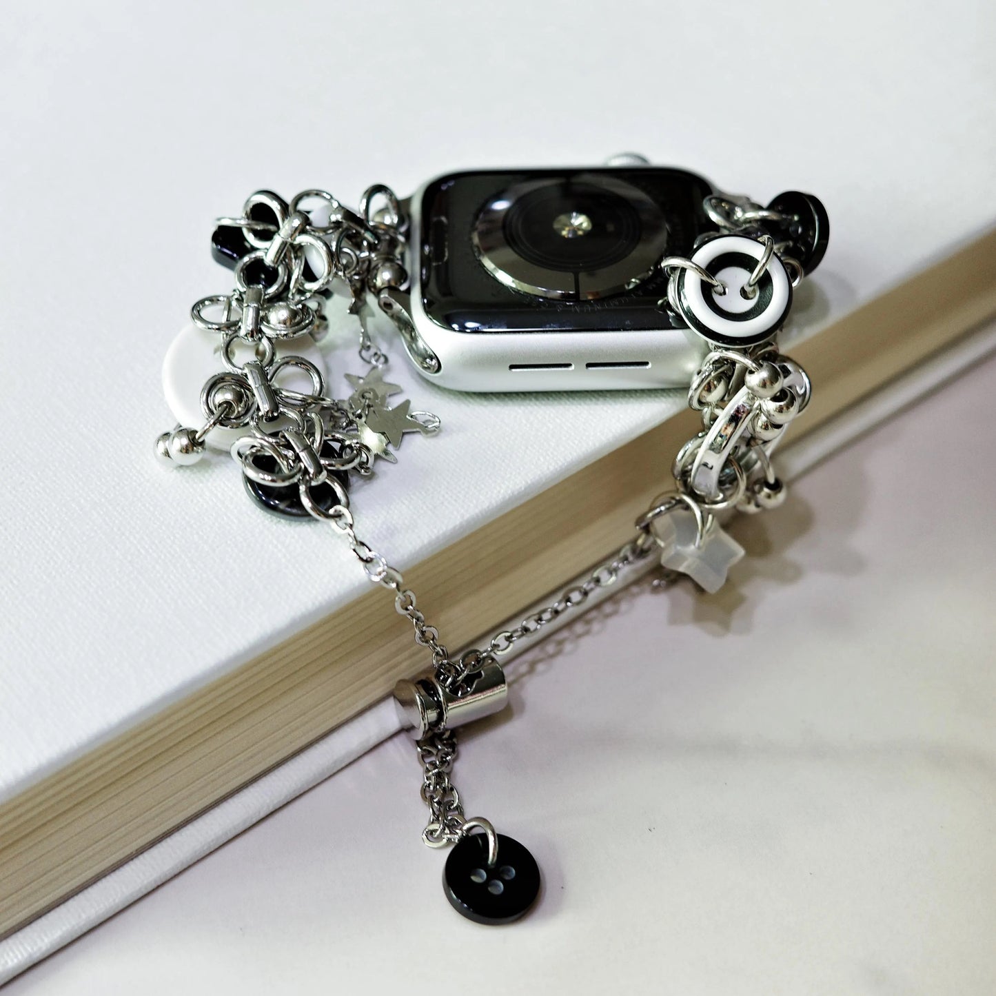 Y2K Monochrome Button Charm Apple Watch Band