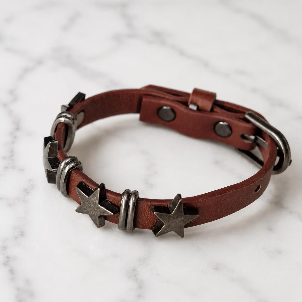 Punk Leather Star Bracelet