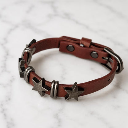 Punk Leather Star Bracelet