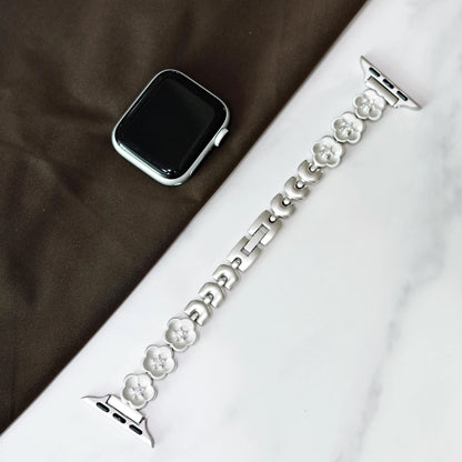 Silver Sakura Blossom Apple Watch Band