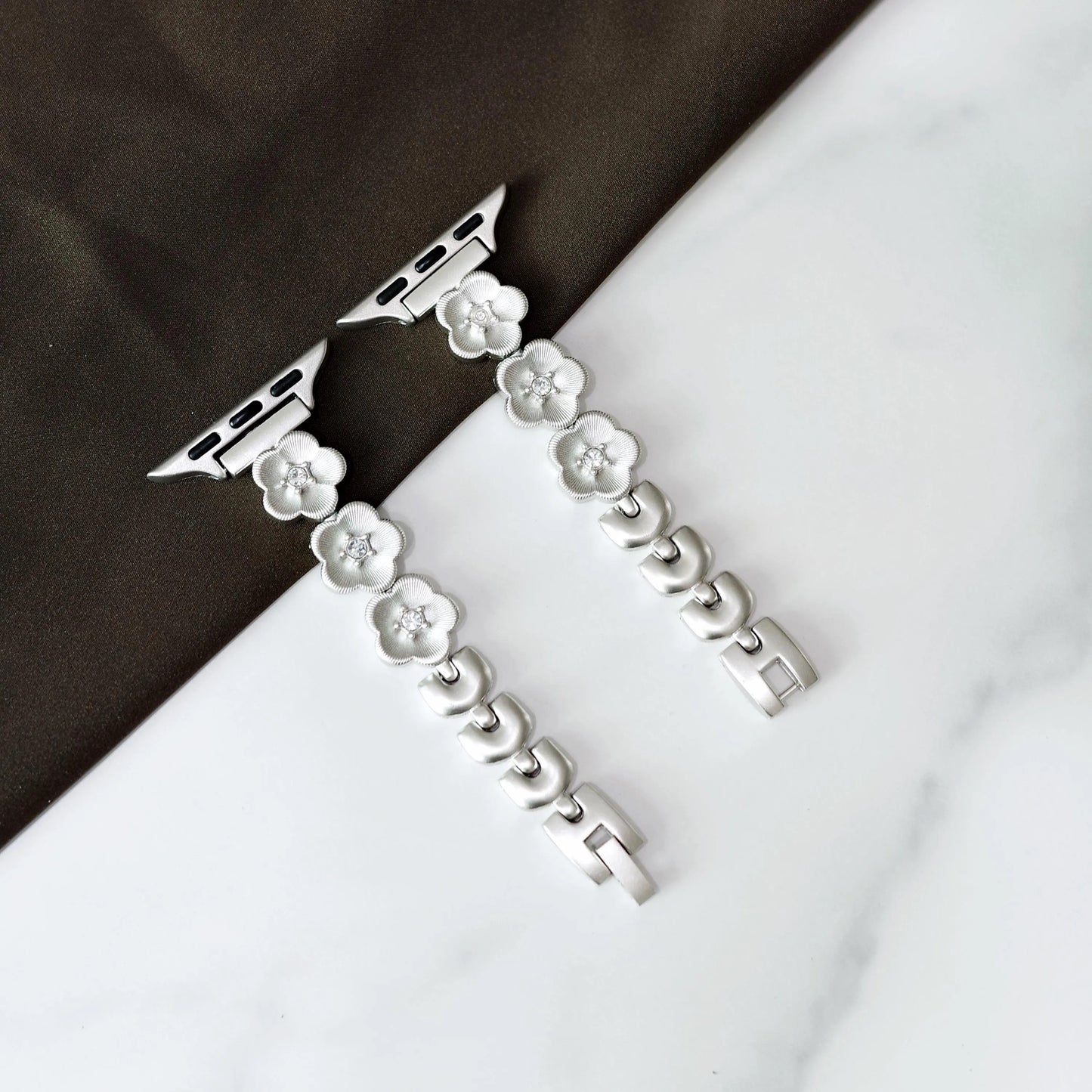 Silver Sakura Blossom Apple Watch Band