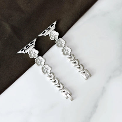 Silver Sakura Blossom Apple Watch Band