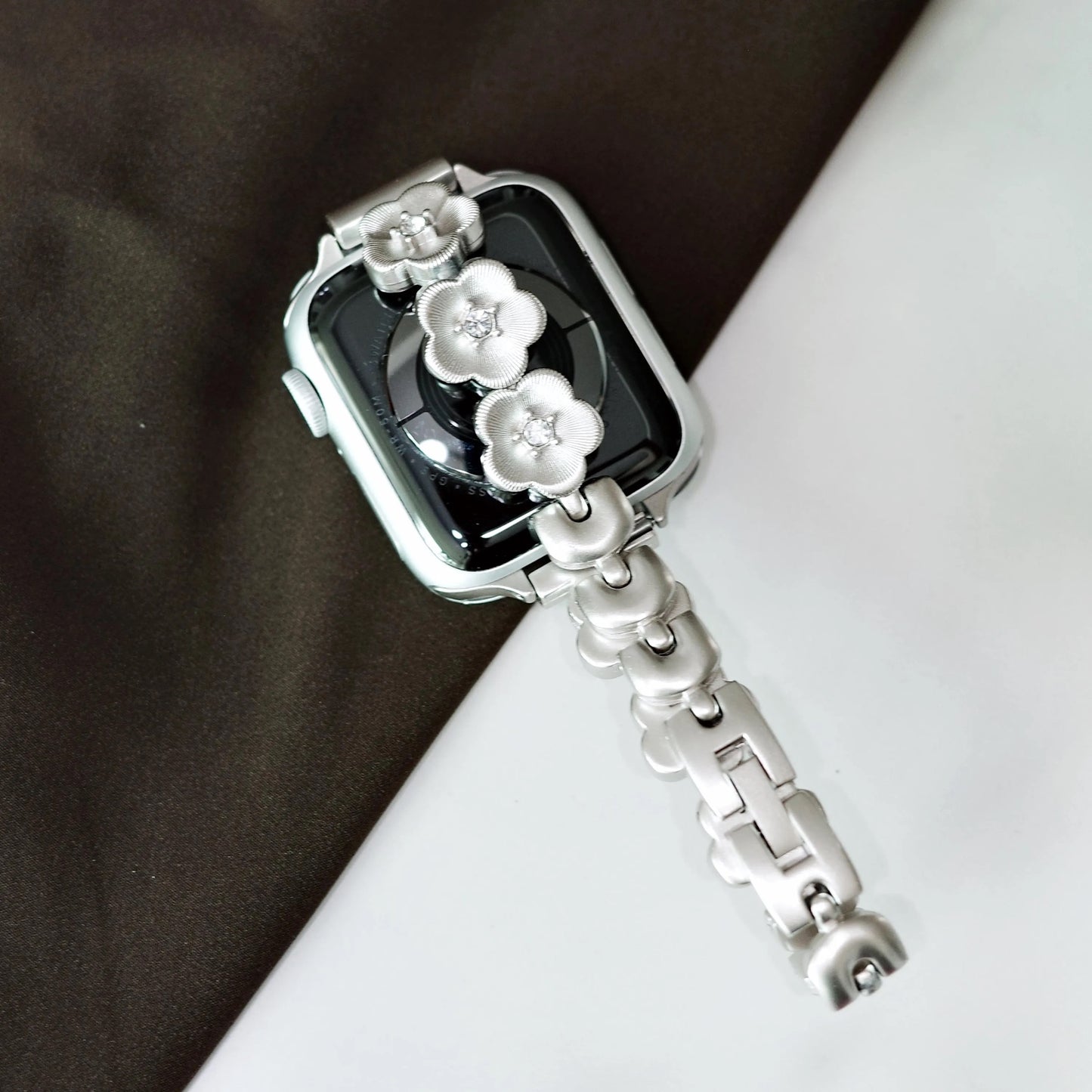 Silver Sakura Blossom Apple Watch Band