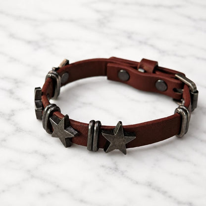 Punk Leather Star Bracelet