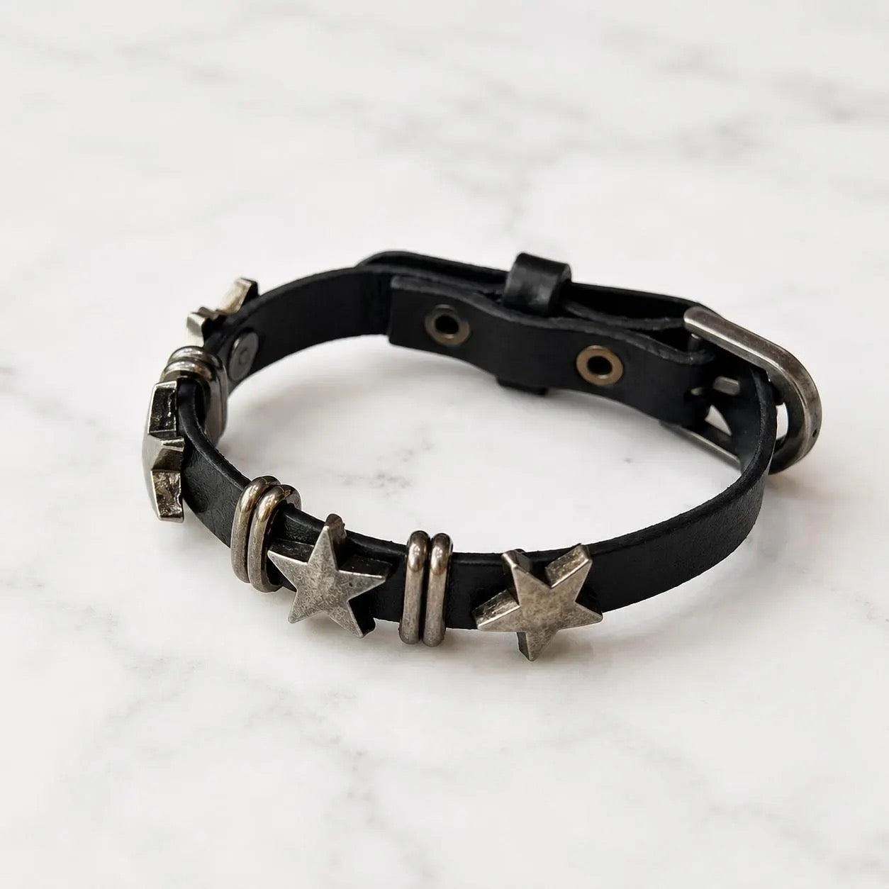 Punk Leather Star Bracelet