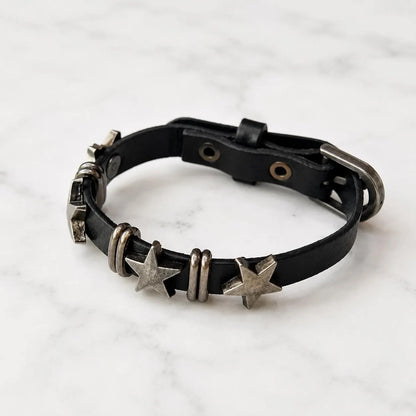 Punk Leather Star Bracelet