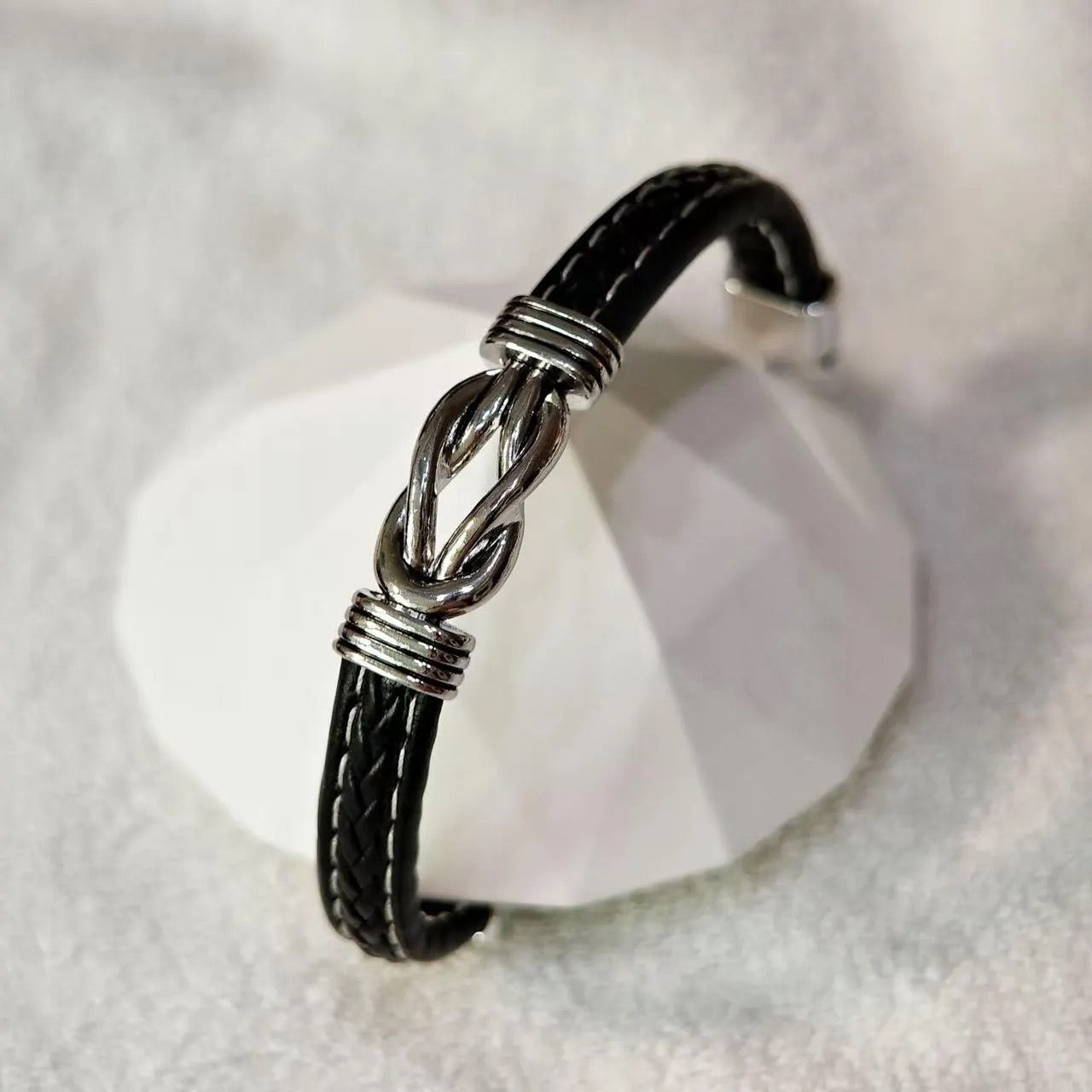 Black Leather Knot Bracelet