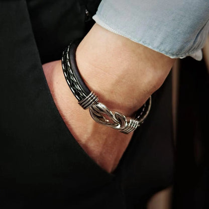 Black Leather Knot Bracelet