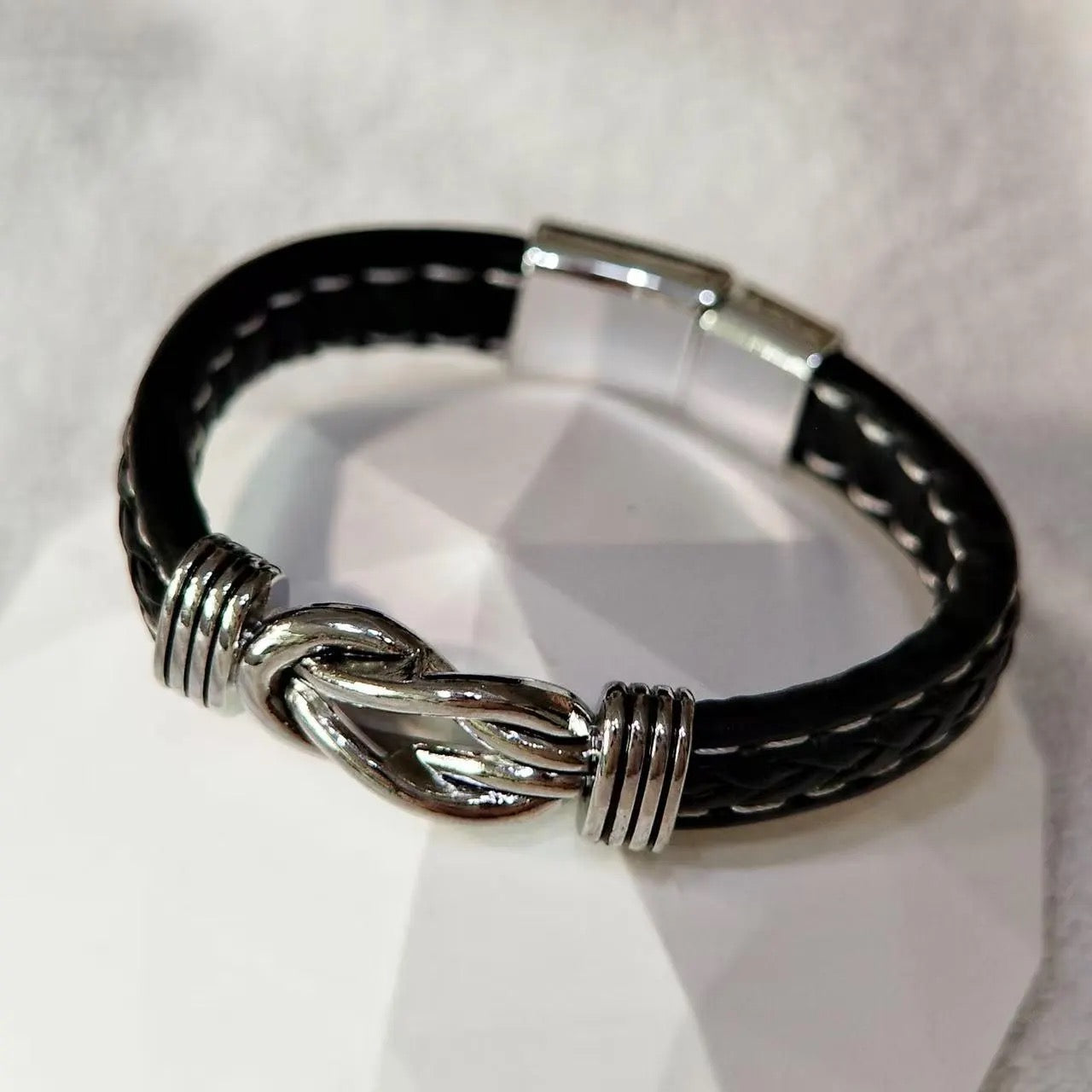 Black Leather Knot Bracelet