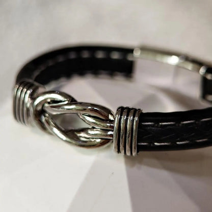 Black Leather Knot Bracelet