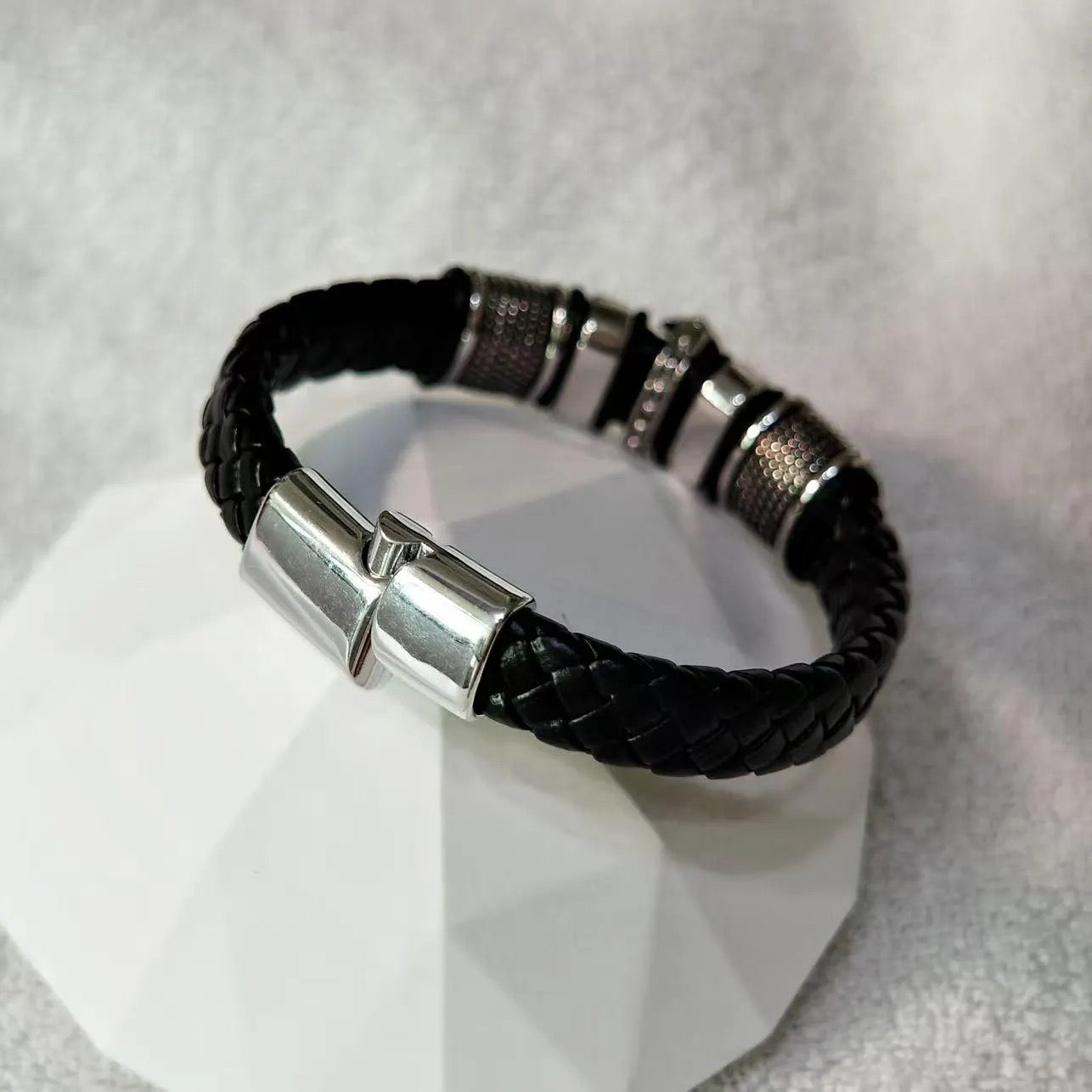 Punk Leather Cross Bracelet