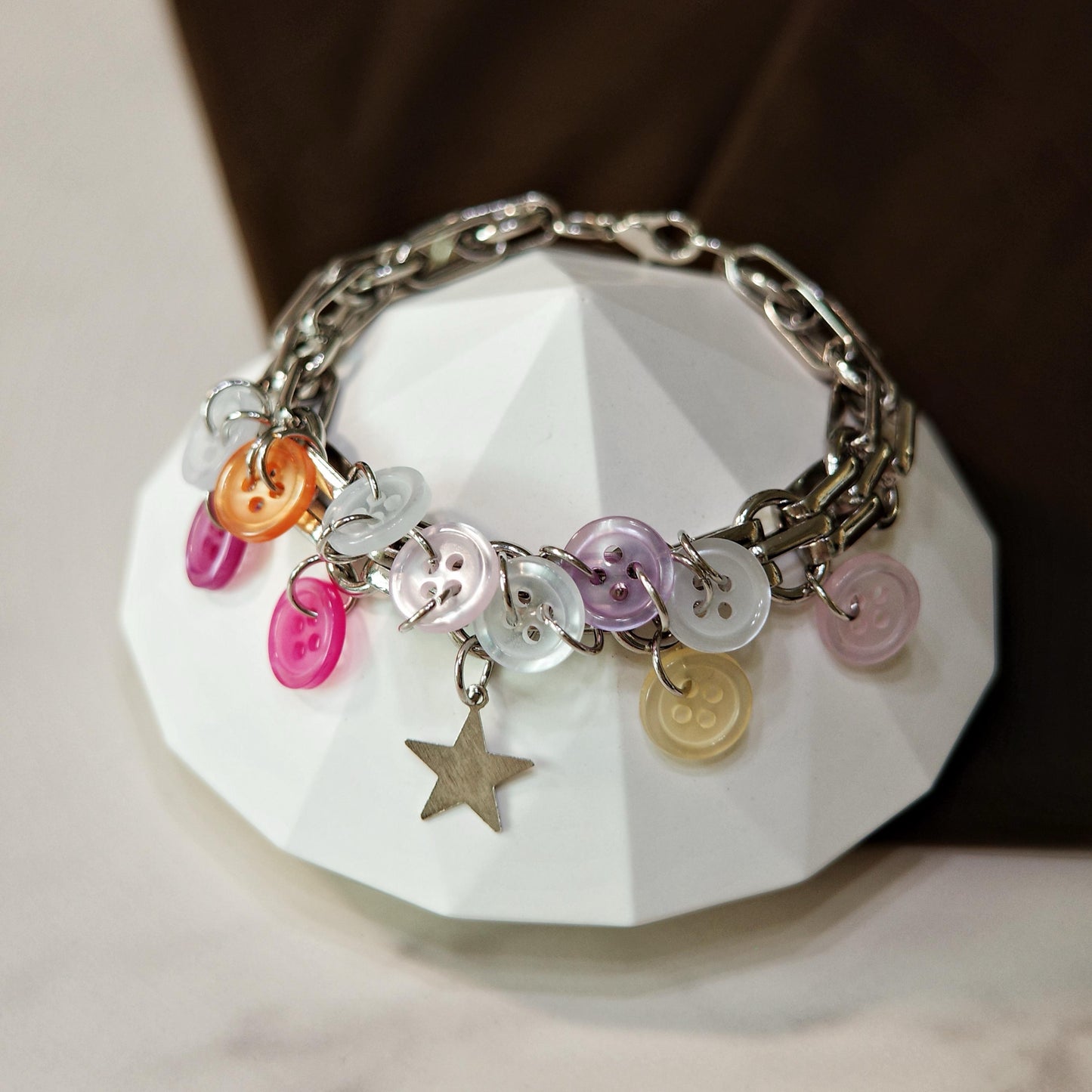 Pastel Button Charm Bracelet